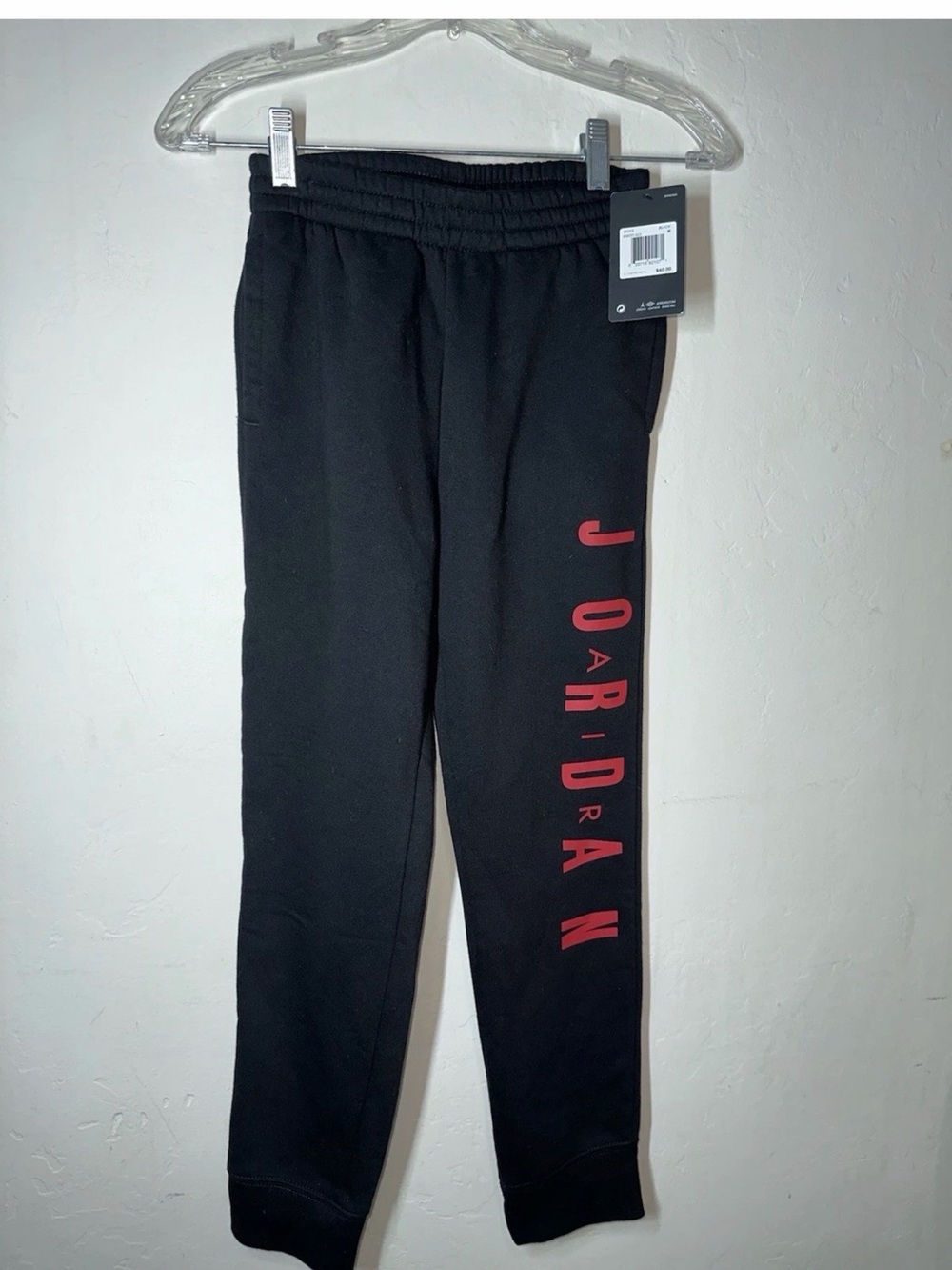 Jordan Black Joggers with Red Vertical Logo